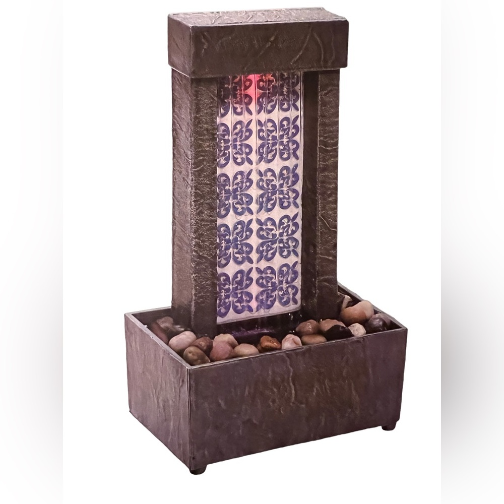 NIB LED LIGHTED FOUNTAIN - Tile Raining Wall - battery operated